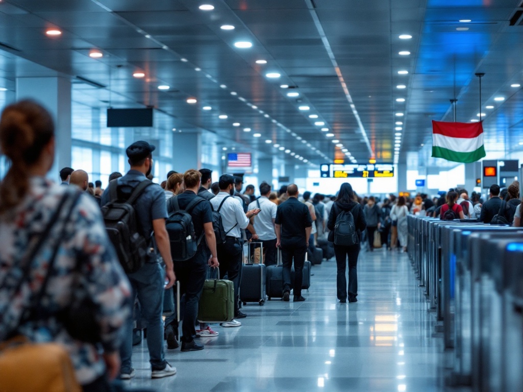 Fast immigration line at Colombian airport