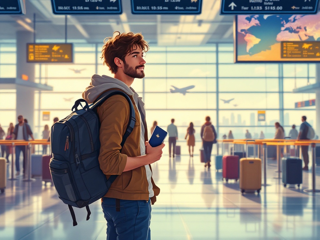 Traveler with passport preparing for Check Mig Colombia